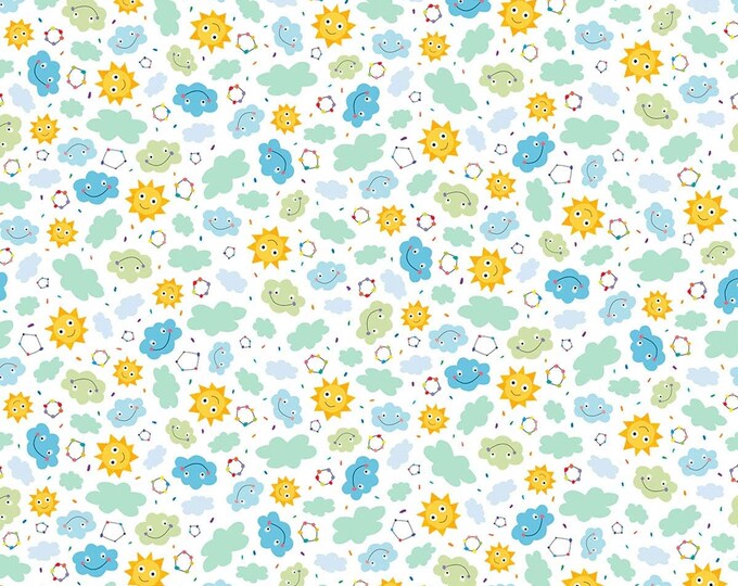 Quilting Treasures Safari In The Sky Sunshine Clouds White Premium Quality 100% Cotton Fabric (QT1051)