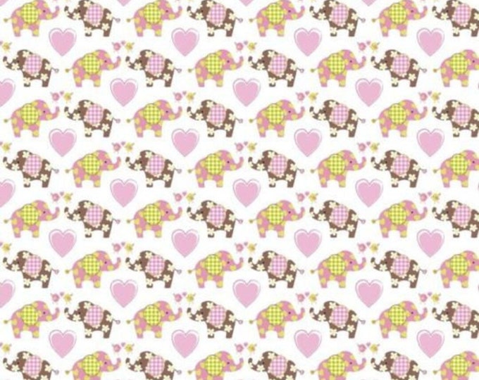 Springs Creative Best friends love elephants hearts Premium Quality 100% Cotton Fabric (SC32)