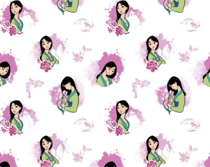 Camelot Fabrics Disney Princess Mulan Bloom with Beauty Purple Premium Quality 100% Cotton Fabric (CA560KK)