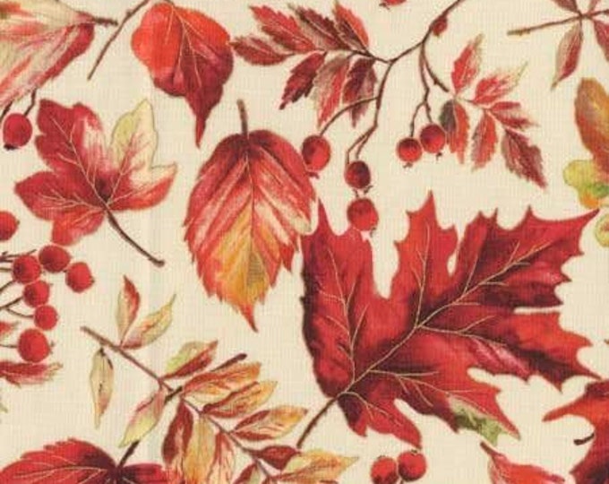 Fabri-Quilt Autumn in the Forest Cream Leaves Premium Quality 100% Cotton Fabric (FQ5)