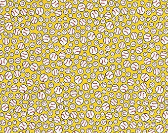 Quilting Treasures Peanut Snoopy All Stars Yellow Baseball Toss Premium Quality 100% Cotton Fabric (QT409)