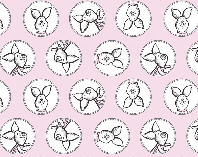Camelot Fabrics Disney Winnie The Pooh Classic Collection Piglet Light Pink Premium Quality 100% Cotton Fabric (CA1460KK)