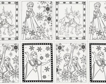 Disney Frozen Book Pages 24 Inch Panel White Camelot 100% Cotton fabric by the panel (CA441)