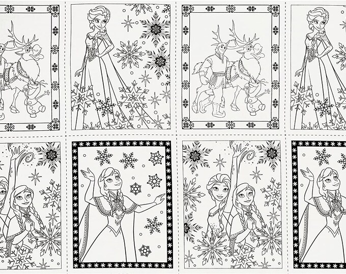 Disney Frozen Book Pages 24 Inch Panel White Camelot 100% Cotton fabric by the panel (CA441)