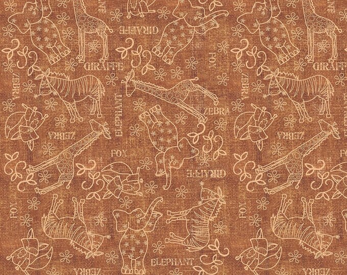 Quilting Treasures Wild Things Animal Sketches Brown Premium Quality 100% Cotton Fabric (QT847)