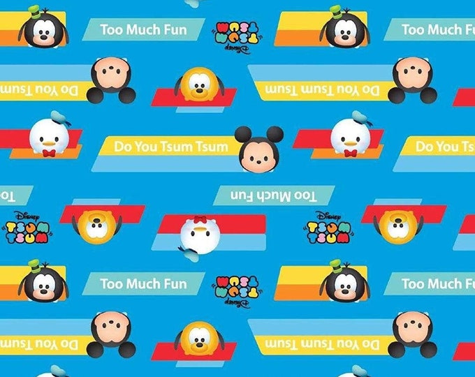 Springs Creative Disney Tsum Characters Do You Tsum? Mickey Mouse, Donald Duck & Pluto Blue Premium Quality 100% Cotton Fabric (SC408)