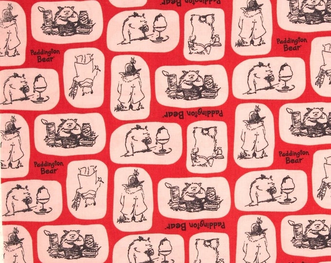 Camelot Fabrics Paddington Bear Tiles in Red Premium Quality 100% Cotton Fabric (CA556)