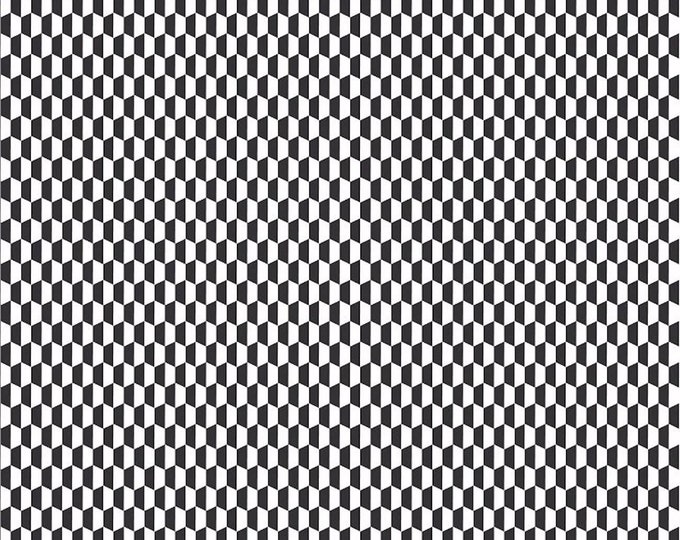 Lewis & Irene Geometrix Half Hexi Black/White Premium Quality 100% Cotton Fabric (M431)