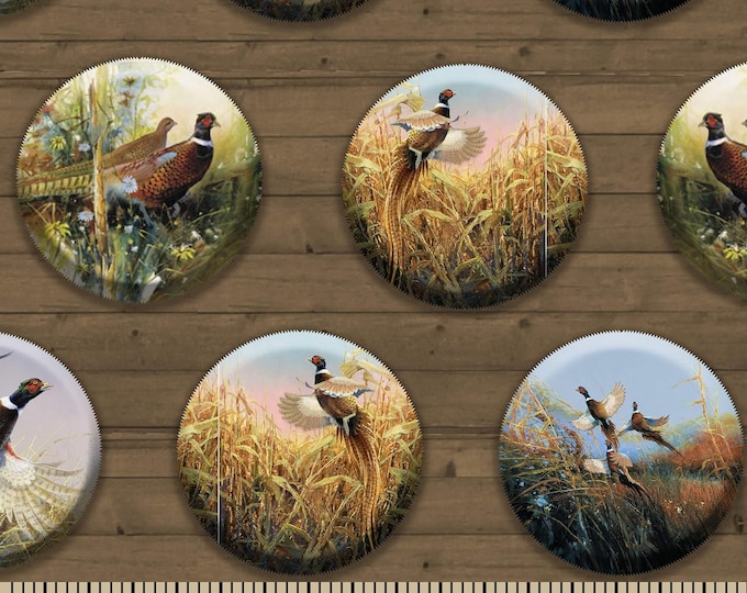 Springs Creative Wild Wings Pheasant Badges Fabric, Multi Premium Quality 100% Cotton Fabric (SC1489)