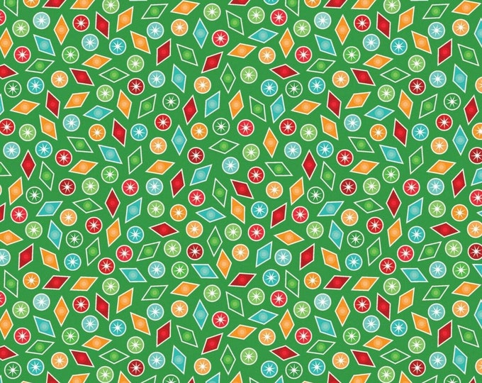 Springs Creative Christmas Cheer Green Baubles Premium Quality 100% Cotton Fabric (SC767)