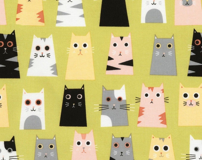 Timeless Treasures Box Cats Olive Premium Quality 100% Cotton Fabric (TT600)