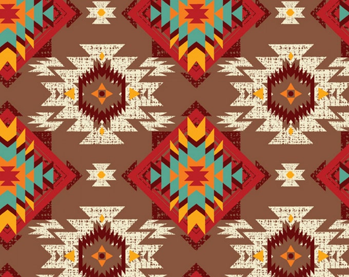David Textiles Native American Themed Native Horizon Brown Premium Quality 100% Cotton Fabric by The Yard. (DA27XX)
