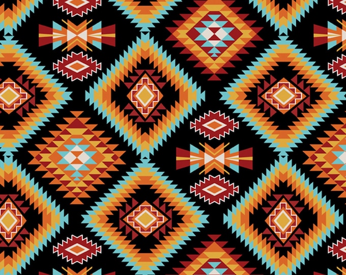 David Textiles Native American Themed Raindance Argye Black Premium Quality 100% Cotton Fabric by The Yard. (DA18XX)