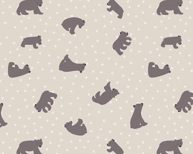 Lewis & Irene Nursery Starry Bear Hug Natural Premium Quality 100% Cotton Fabric (M472)
