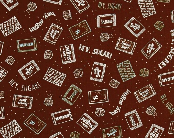 Quilting Treasures Caf-Fiend Sugar Packets Brown Premium Quality 100% Cotton Fabric (QT1122KK)
