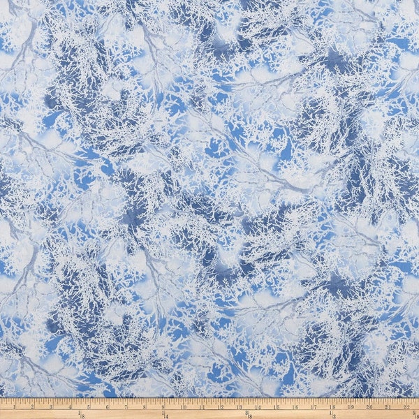 Timeless Treasures Winter Freeze Snowy Tree Branches Premium Quality 100% Cotton Fabric (TT1016)