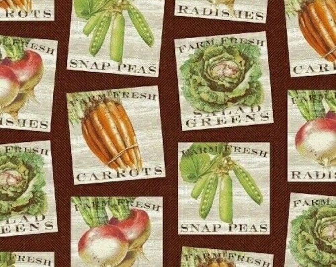 Windham Fabrics Market Place Vegetables Ready to Sell Premium Quality 100% Cotton Fabric (M530)
