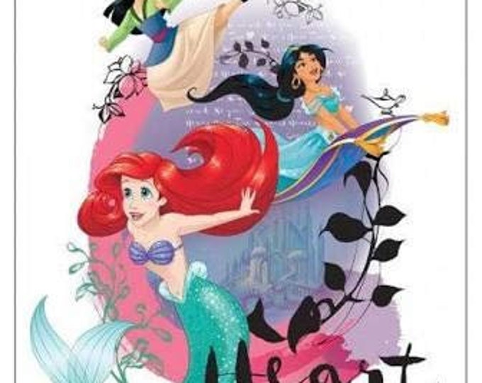 Princess Heart Strong Panel Height 35" Panel 100% Cotton fabric by the panel  (CA904)