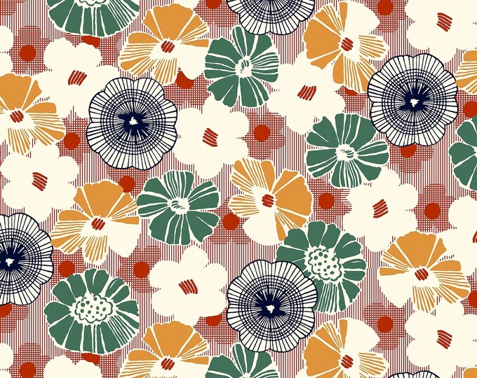 Quilting Treasures Gretta 1930's Floral Terracotta Premium Quality 100% Cotton Fabric (QT1024)