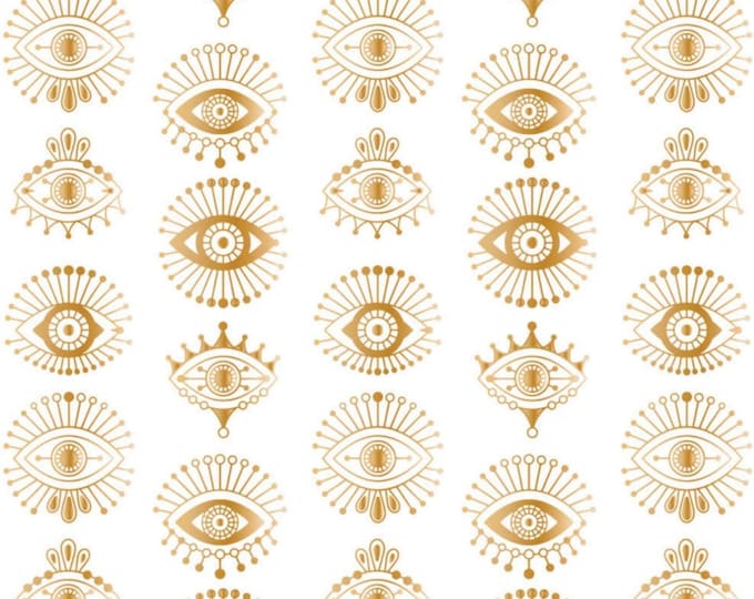 Camelot Fabrics Moroccan Nights Collection Mystic Eyes White Premium Quality 100% Cotton Fabric (CA829KK)