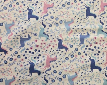 Timeless Treasures Tossed Unicorns in White Premium Quality 100% Cotton Fabric (TT847)