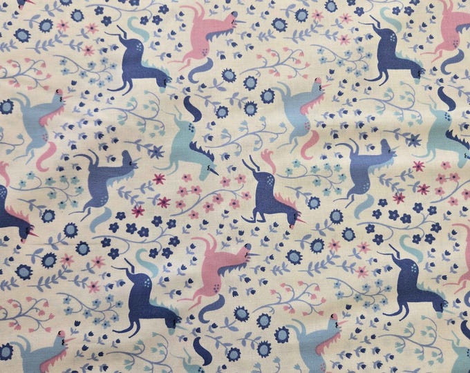 Timeless Treasures Tossed Unicorns in White Premium Quality 100% Cotton Fabric (TT847)