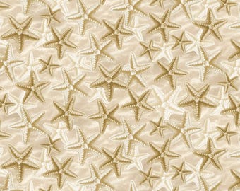 Timeless Treasures Natural Starfish on Sand Premium Quality 100% Cotton Fabric (TT29XX)