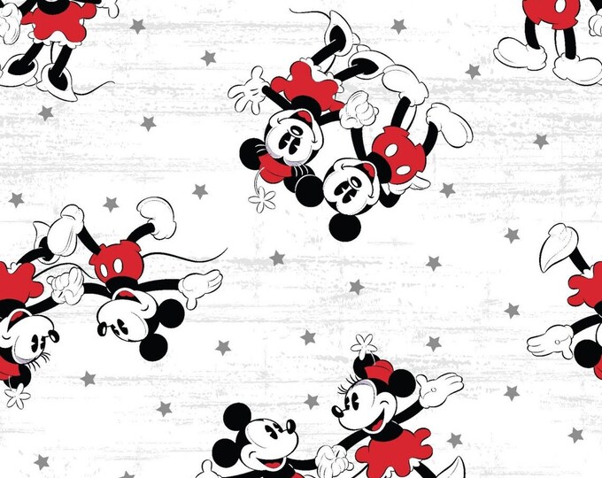 Springs Creative Mickey and Minnie Starlight white Premium Quality 100% Cotton Fabric (SC53XX)