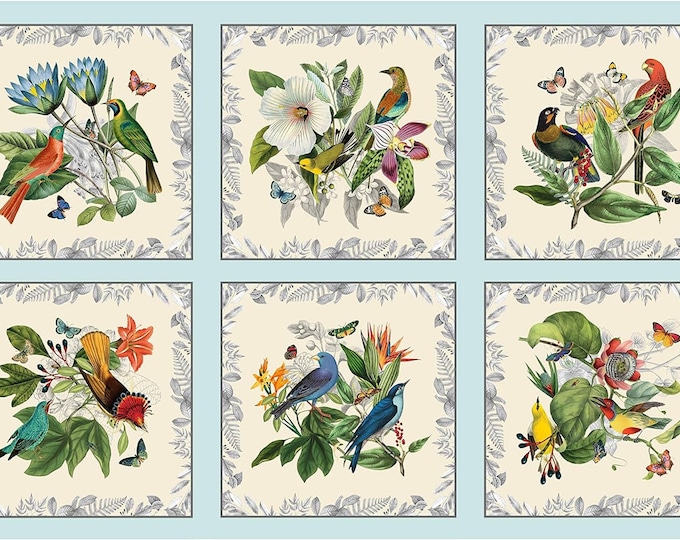 Elizabeth's Studio Secret Escape 24in x43in Block Panel Blue Premium Quality 100% Cotton fabric by the Panel (ES496)
