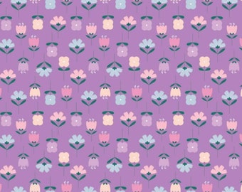 Camelot Fabrics Looking Pawsome Cherry Blossoms Purple Premium Quality 100% Cotton Fabric (CA1013KK)