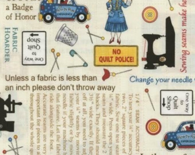 Timeless Treasures On The Go Sewing Rules Cream Premium Quality 100% Cotton Fabric (TT721)