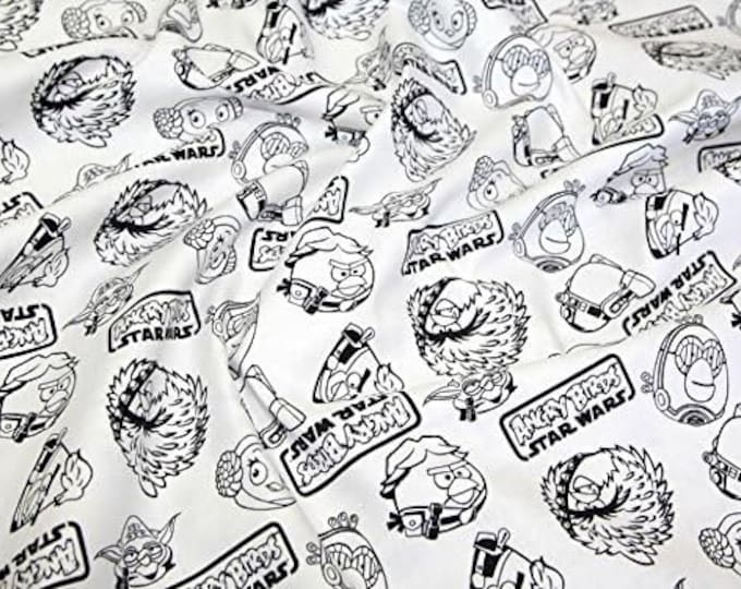 Camelot Fabrics Angry Birds Star Wars Outlines white Premium Quality 100% Cotton Fabric (CA90)