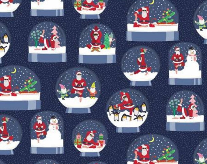 Dear Stella D2469 NAVY Namasanta snowglobes Christmas Premium Quality 100% Cotton Fabric (RK326DS)