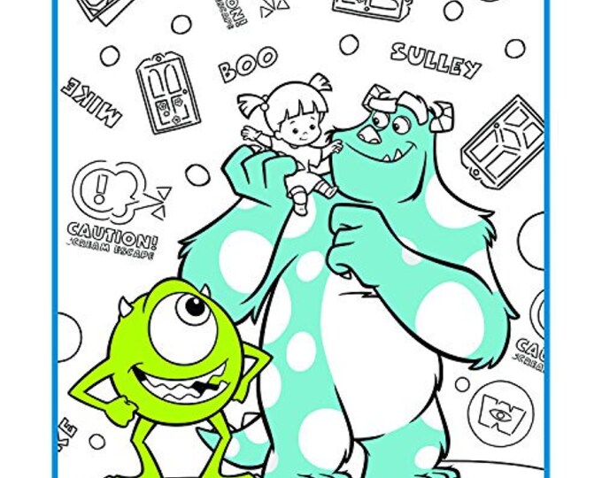 Disney Panel Pixar Coloring Collection Monsters Inc Color Me 35" Panel Camelot 100% Cotton fabric by the panel  (CA873)