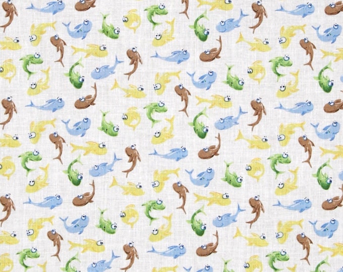 Susybee Paul & Sheldon Gone Fishing Mini Fish Whit Premium Quality 100% Cotton Fabric (SB87)