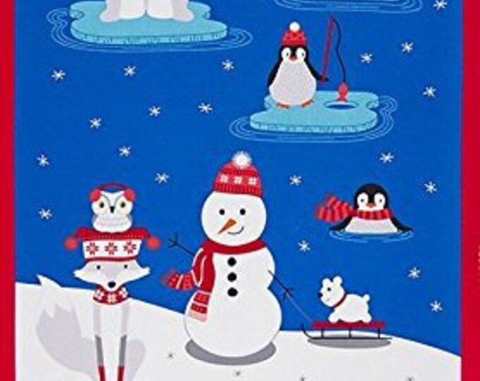 Robert Kaufman Polar Pals 24" Panel Dark Blue Premium Quality 100% Cotton Sold By The Yard. (RK33)