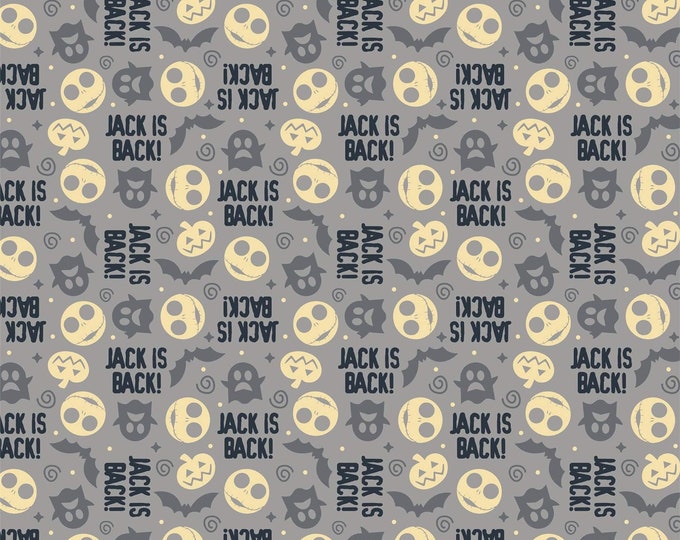 Camelot Fabrics Disney Nightmare Before Christmas Master of Fright Jack is Back Again Grey Premium Quality 100% Cotton Fabric (CA1072KK)