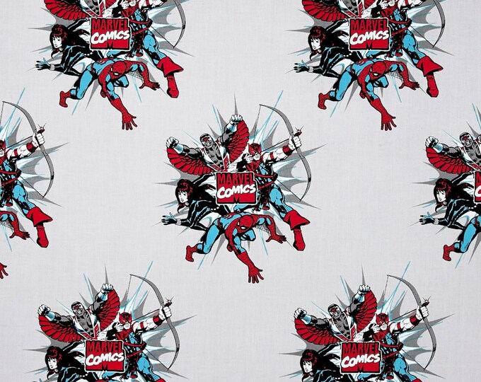 Camelot Fabrics Marvel Comics Dot Burst Light Grey Premium Quality 100% Cotton Fabric (CA454)
