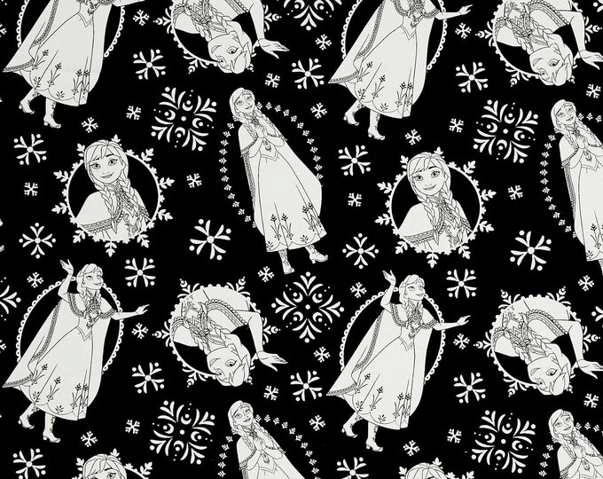Camelot Fabrics Disney Frozen Anna Black Premium Quality 100% Cotton Fabric (CA471)