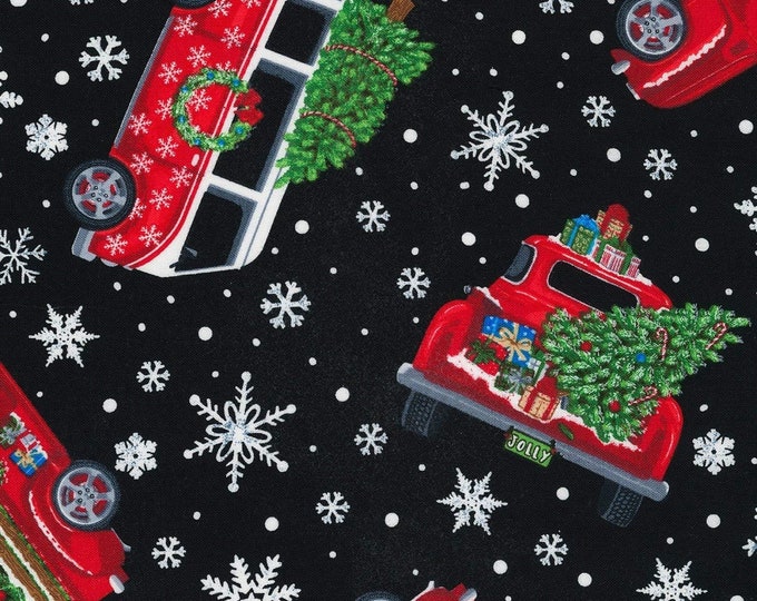 Timeless Treasures Holiday Cars Tossed Black Premium Quality 100% Cotton Fabric (TT1198KK)