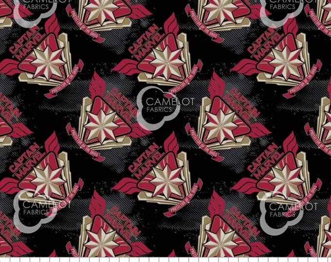 Camelot Fabrics Marvel Fabric Captain Marvel in Black Premium Quality 100% Cotton Fabric (CA102KK)