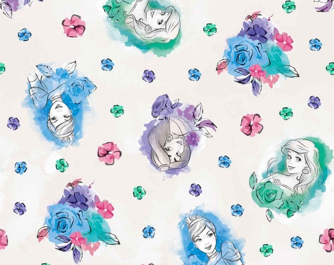 Disney Watercolor Princesses    Springs Creative 100% cotton 43" wide fabric Sold by the Yard (SC417KK)