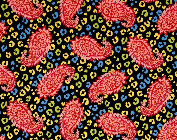 Quilting Treasures Ellery Paisley Skin Black", Gold/Red/Black Premium Quality 100% Cotton Fabric (QT1208KK)