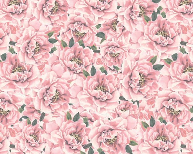 David Textiles Pink Peonies Premium Quality 100% Cotton Fabric (DA205KK)