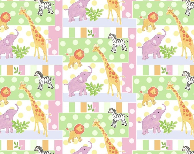 Springs Creative Safari Animals Lion Elephant Baby Patch Premium Quality 100% Cotton Fabric (SC454)