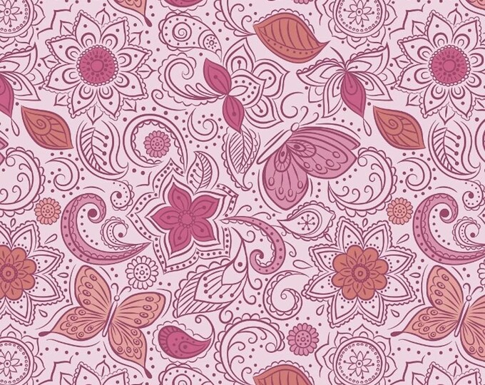 Lewis & Irene Sew Mindfull Floral Flow Peaceful Pink Premium Quality 100% Cotton Fabric (M483)