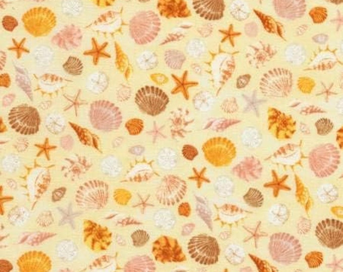 Timeless Treasures Sand Seashells Premium Quality 100% Cotton Fabric (TT733)