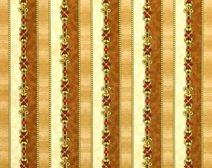 Quilting Treasures The Ten Commandments Decorative Stripe Tan Gold Premium Quality 100% Cotton Fabric (QT685)