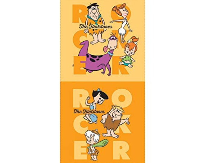 The Flintstones Rocker 18" Panel Premium Quality 100% Cotton Sold by The Panel. (CA870KK)