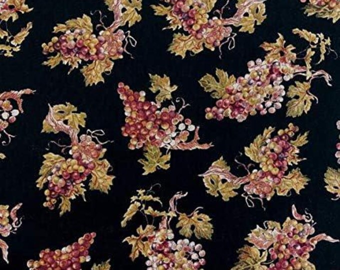 Timeless Treasures Fruit Wine Grapes Black Premium Quality 100% Cotton Fabric (TT60)6